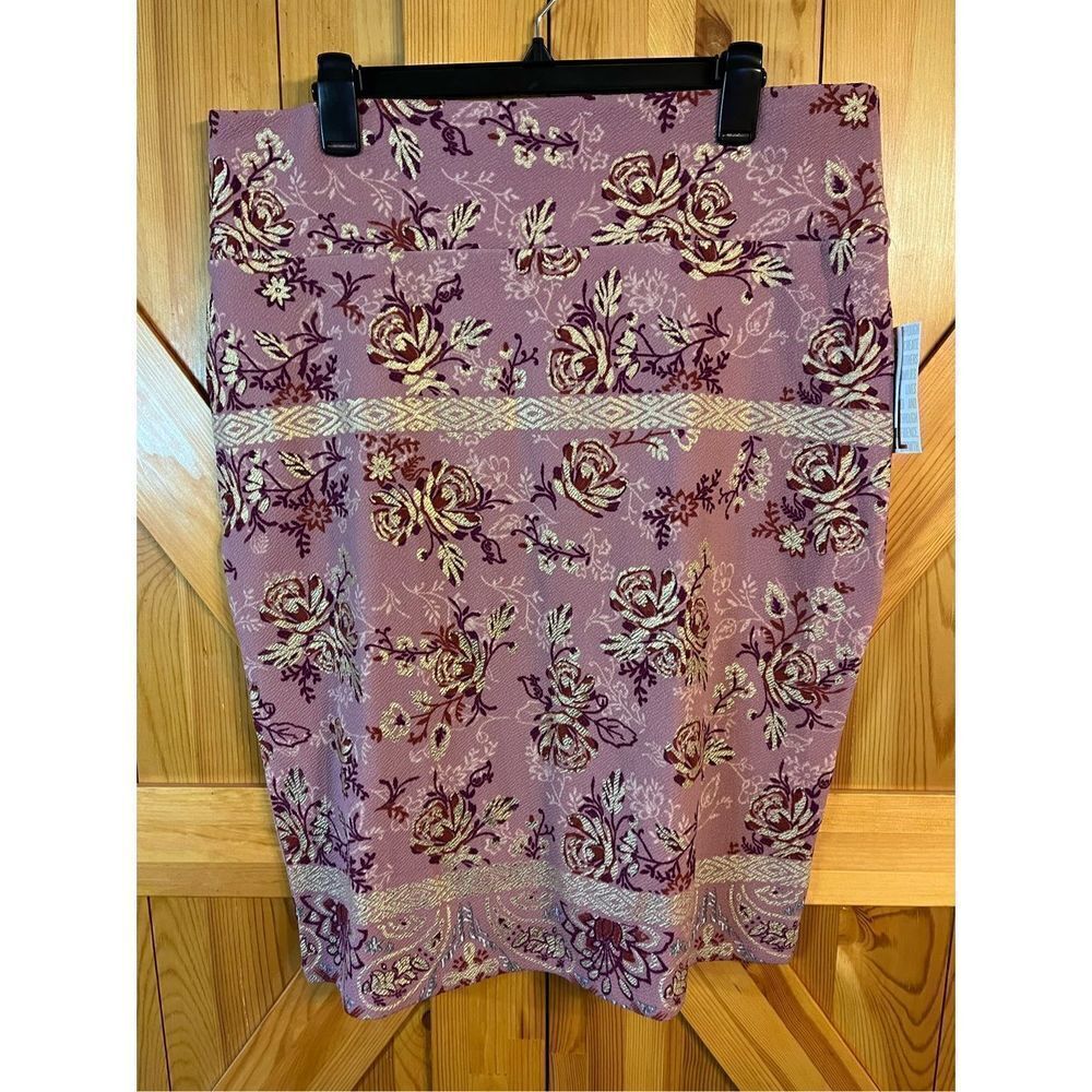 Lularoe Cassie Pencil Skirt 3XL Pink Red Gold nwt (2492)